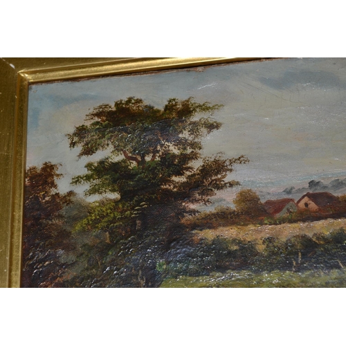 230 - An antique oil on canvas in decorative gilt frame showing a rural scene - signed Jackson?