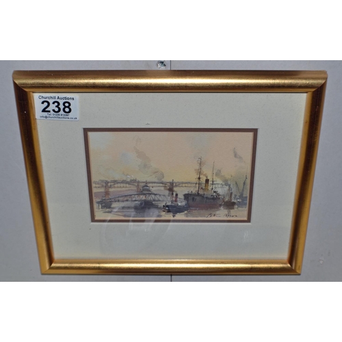 238 - Peter Knox (1942-) - Watercolour of Ships in a harbour - signed lower right and bearing Tallantyre g... 