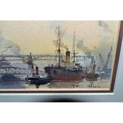 238 - Peter Knox (1942-) - Watercolour of Ships in a harbour - signed lower right and bearing Tallantyre g... 