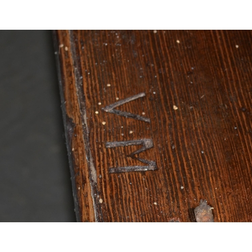 24 - An antique dark stained pitch pine table with drawer