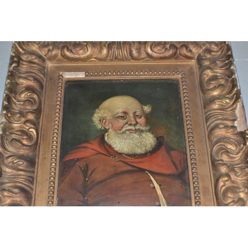 244 - A 19th century oil on board of Falstaff in highly decorative gilt frame - unsigned -  17