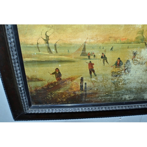 248 - A Dutch School Oil on Canvas depicting a winter scene - seemingly unsigned and likely 19th century b... 