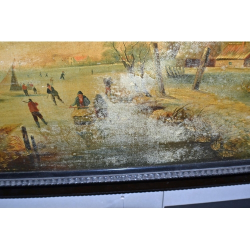 248 - A Dutch School Oil on Canvas depicting a winter scene - seemingly unsigned and likely 19th century b... 