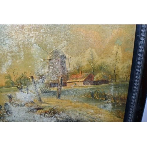 248 - A Dutch School Oil on Canvas depicting a winter scene - seemingly unsigned and likely 19th century b... 