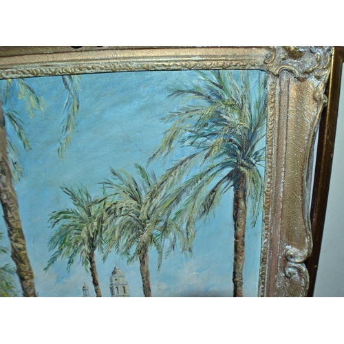 252 - J Enstone (20th Century) - An oil on board of Sitges in Spain signed lower right and dated 1961