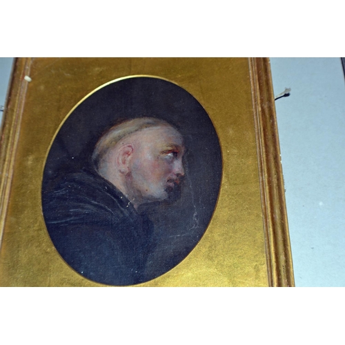 254 - An antique oil painting of a Monk - possibly a part of a larger painting from an earlier period