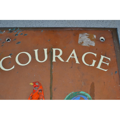 259 - A rare early 20th century bronze and enamel Courage Brewery sign. The large and heavy bronze sign wi... 