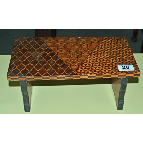 26 - An early 20th century Japanese parquetry folding stool - likely for use in the tea ceremony