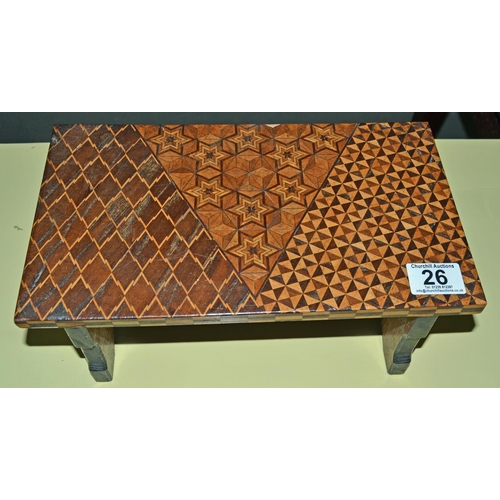 26 - An early 20th century Japanese parquetry folding stool - likely for use in the tea ceremony