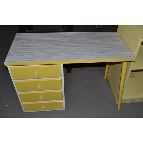 27 - A retro yellow and white painted desk