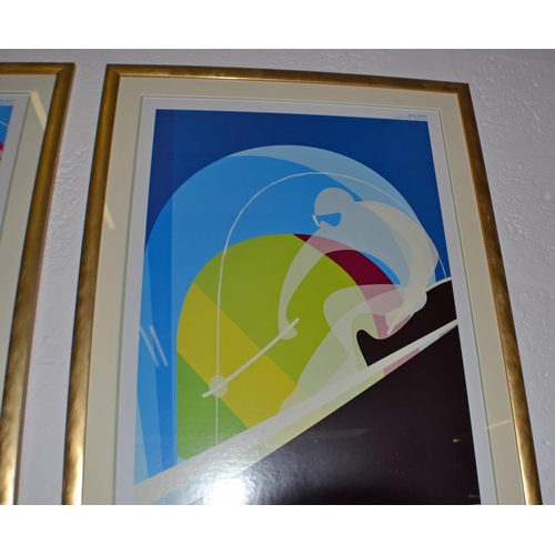 277 - 2 x 2006 Turin Winter Olympics posters in frames - Alpine Skiing and Nordic Combined