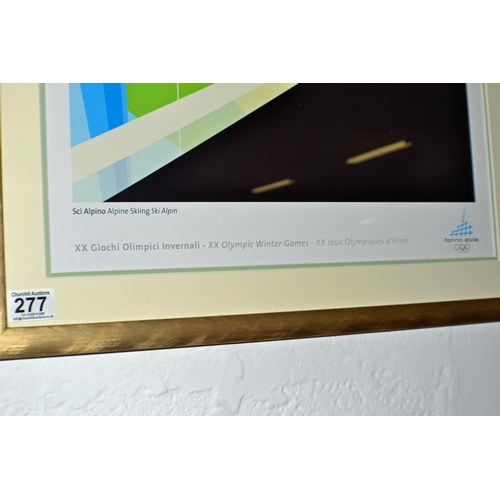 277 - 2 x 2006 Turin Winter Olympics posters in frames - Alpine Skiing and Nordic Combined