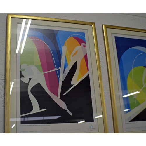 277 - 2 x 2006 Turin Winter Olympics posters in frames - Alpine Skiing and Nordic Combined