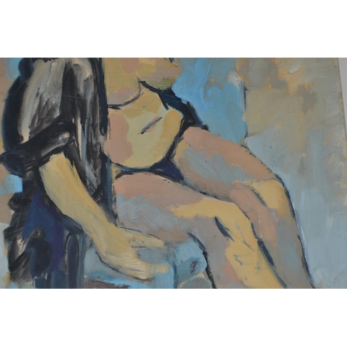 278 - A large impressionist oil on board of a female nude signed Patsy Cyriax