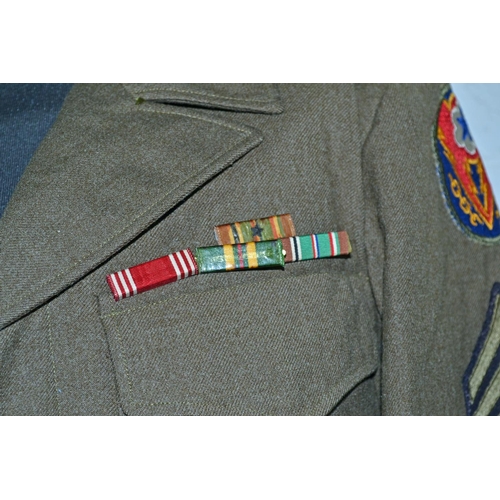 302 - WW2 period American uniforms - one plain and a Sergeants European Advanced Base uniform with accesso... 