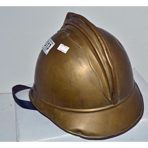 313 - A French brass Adrian fireman's helmet c.1930