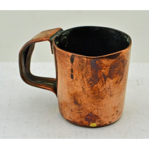 337 - A Graduated set of 3 Victorian Copper Naval Rum measures Quart, Half Pint and one smaller with no ma... 