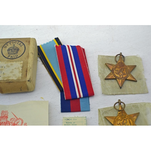 339 - Air Crew Europe WW2 medal group with family medals - Sgt AS Blagden 944213 in original box with pape... 