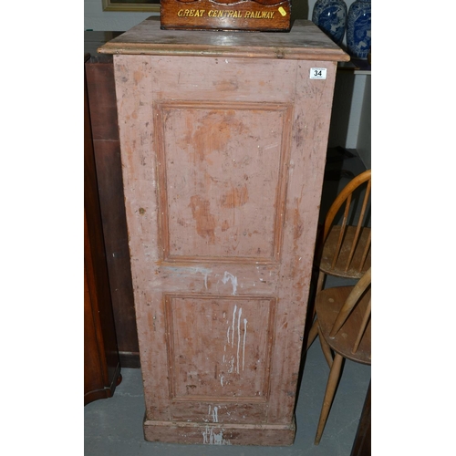 34 - An early 20th century wooden ticket cupboard stamped on the reverse GWR