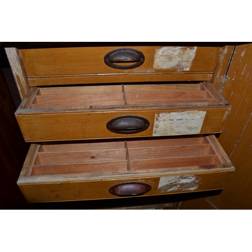 34 - An early 20th century wooden ticket cupboard stamped on the reverse GWR