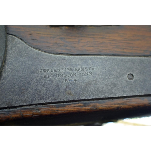 345 - A rare 1864 Joslyn M1864 Rimfire Carbine Rifle - laterly converted to a shotgun for export to Africa