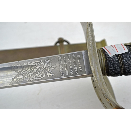 348 - A George V period Warrant Officers sword by Robert Mole of Birmingham - the blade highly etched and ... 