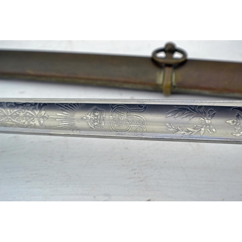 348 - A George V period Warrant Officers sword by Robert Mole of Birmingham - the blade highly etched and ... 