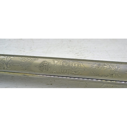 348 - A George V period Warrant Officers sword by Robert Mole of Birmingham - the blade highly etched and ... 