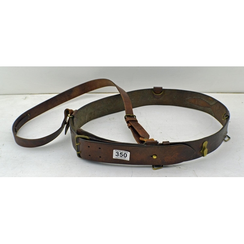 350 - A vintage leather military Sam Browne belt with shoulder strap