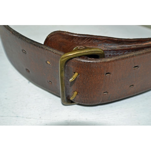 350 - A vintage leather military Sam Browne belt with shoulder strap