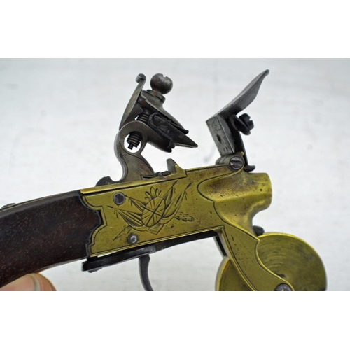 356 - A rare flintlock powder-tester pistol signed Ryan & Watson - likely 19th century