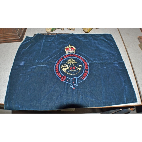 364 - 3 vintage military embroideries - 2 Oxford & Bucks and one Royal Artillery. Likely done by Wounded S... 