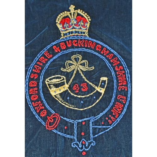 364 - 3 vintage military embroideries - 2 Oxford & Bucks and one Royal Artillery. Likely done by Wounded S... 