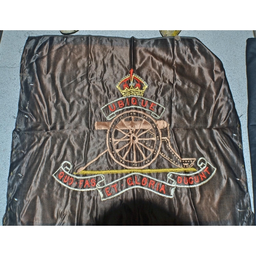 364 - 3 vintage military embroideries - 2 Oxford & Bucks and one Royal Artillery. Likely done by Wounded S... 