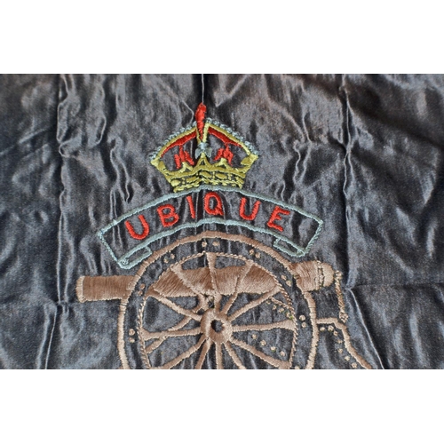 364 - 3 vintage military embroideries - 2 Oxford & Bucks and one Royal Artillery. Likely done by Wounded S... 