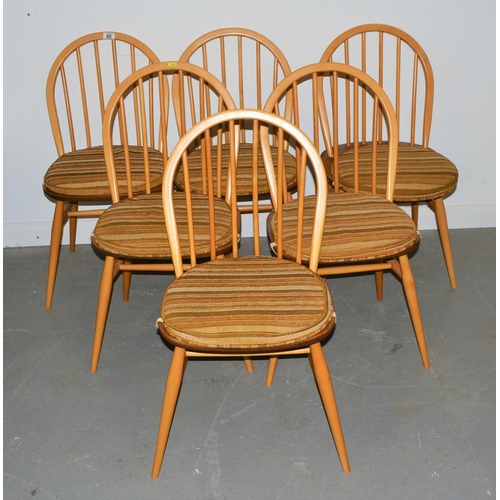 40 - A set of 6 1960's Ercol 370 hoop back dining chairs with cushions