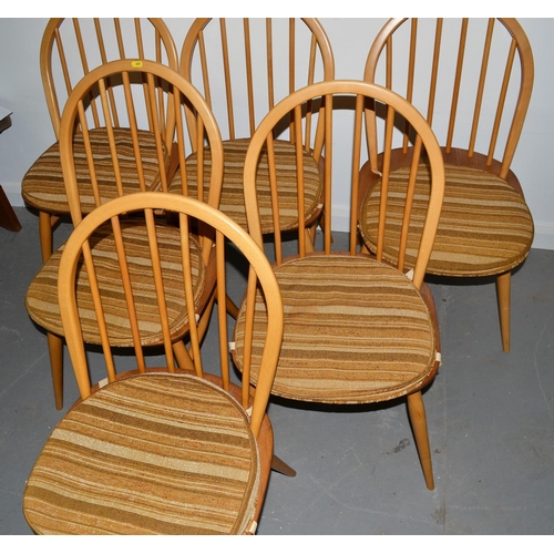 40 - A set of 6 1960's Ercol 370 hoop back dining chairs with cushions