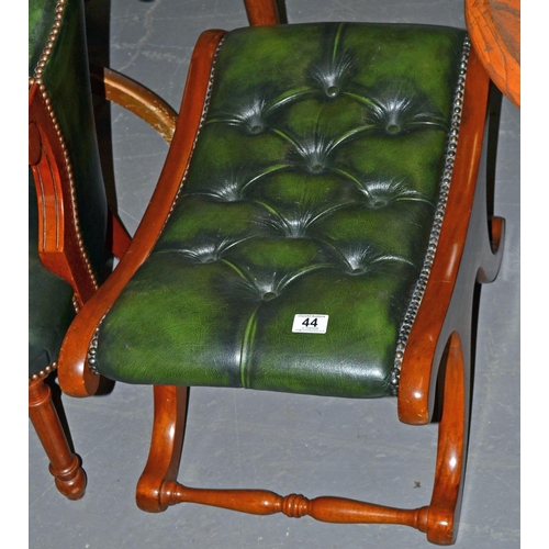 44 - A green Chesterfield leather topped footstool