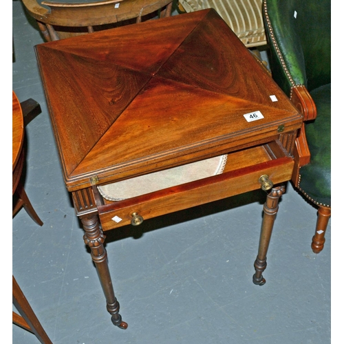 46 - A Victorian/ Edwardian Mahogany envelope card table c.1900