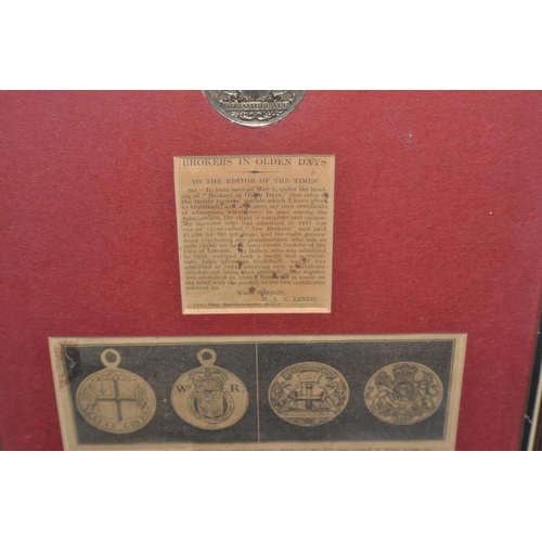 645A - A rare early 19th century silver London Royal Exchange Brokers pass medal inscribed to William Brewe... 