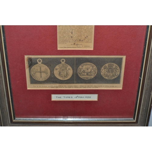 645A - A rare early 19th century silver London Royal Exchange Brokers pass medal inscribed to William Brewe... 