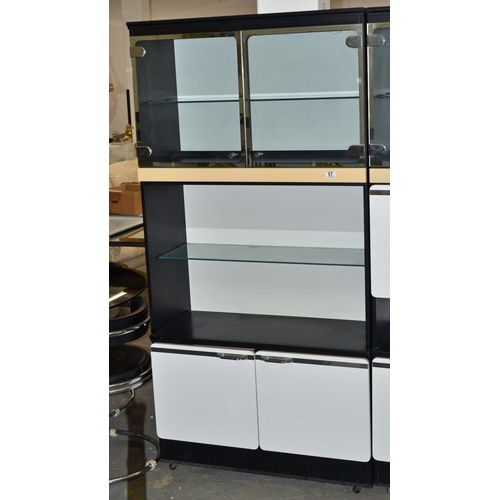 57 - A retro black and white cabinet with chrome fittings - dated 1978 - to match previous lot