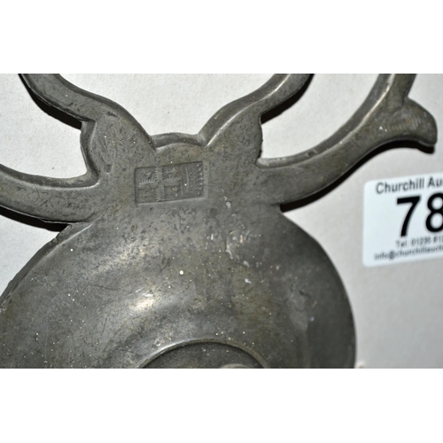 78 - A set of 4 pewter wall lights formed with lions. Likely late 18th century with unknown proof marks. ... 