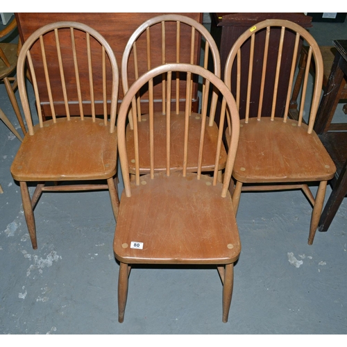 80 - 4 Ercol 370 stick back  dining chairs