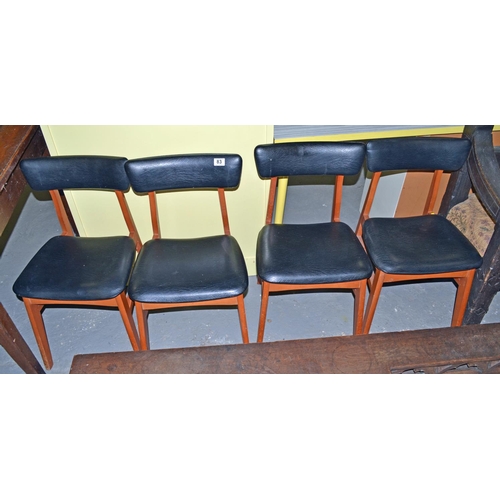 83 - A set of 4 retro dining chairs with black seats by Schreiber