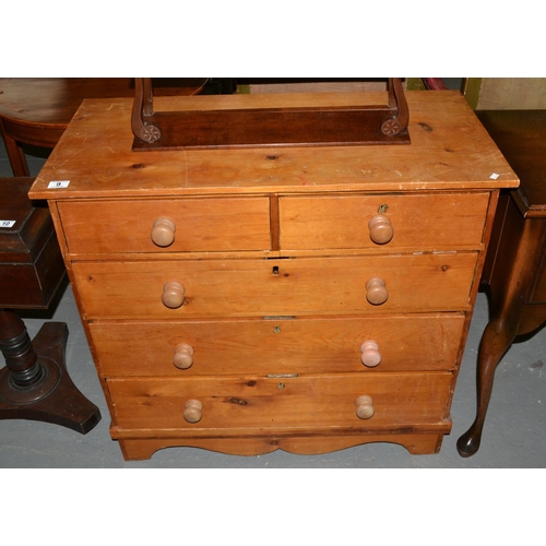 9 - A Victorian 2 over 3 pine chest of drawers