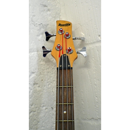 116 - An Ibanez bass guitar signed by Steve Cropper of Blues Brothers fame - with photograph of the guitar... 