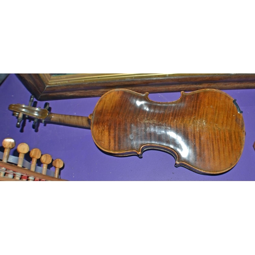 118 - Antique violin with a 2 piece back - no label