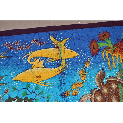 197 - A South Asian Batik print on fabric of an underwater scene