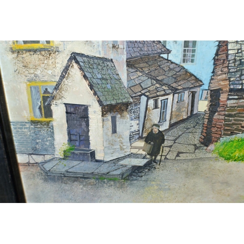 200 - Tom Abrahams (Cornish artist) - Acrylic on board of a Cornish village scene